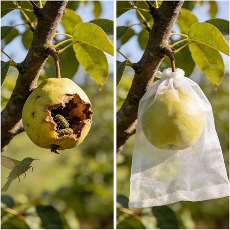 HOXILEELEOLot 150 sacche di protezione per la frutta In nylon mesh traspirante con chiusura per cavo (1/5)