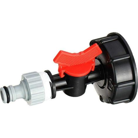 Adaptateur pour IBC, raccord de sortie pour réservoir d'eau de jardin avec robinet et téton S60X6 (1/5)