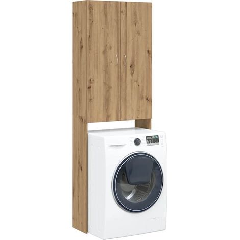 Vidaxl – Meuble machine à laver en bois d'ingénierie chêne artisanal 64x25,5x190 cm – 3 compartiments pour rangement optimisé - vidaXL540404