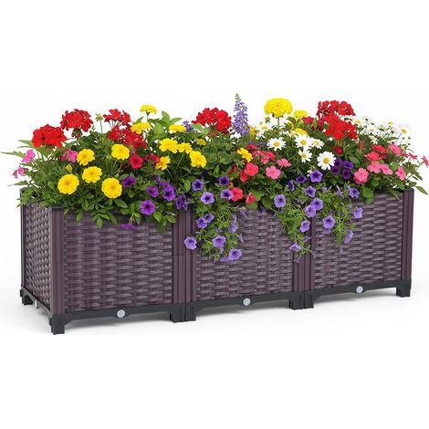 Fioriera rialzata in plastica spessa di grandi dimensioni per balcone, ideale per il giardinaggio all'aperto, da assemblare. (1/5)