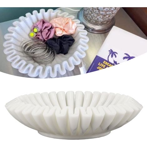 Bol plissé fait main « Bénédiction », bol festonné antique, assiette à fruits, assiette à bague vintage, bol décoratif pour fleurs, cadeau déguisé, cadeau de mariage, 25 cm (1/5)