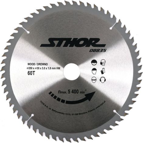 Lama per sega circolare sthor 08835 carburo tungsteno 250 mm