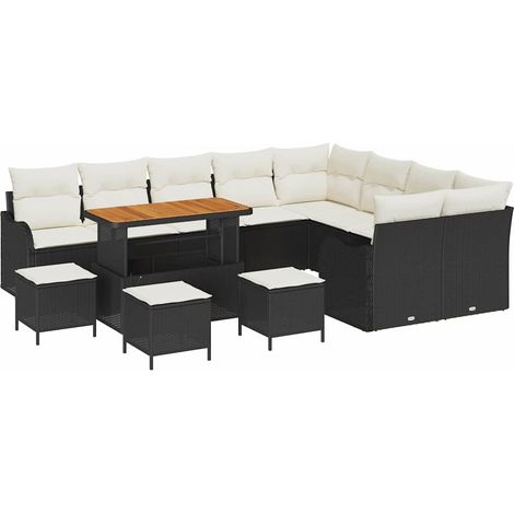 Maison Exclusive - Conjunto de sofás de jardín 13 pcs Negro ratán
