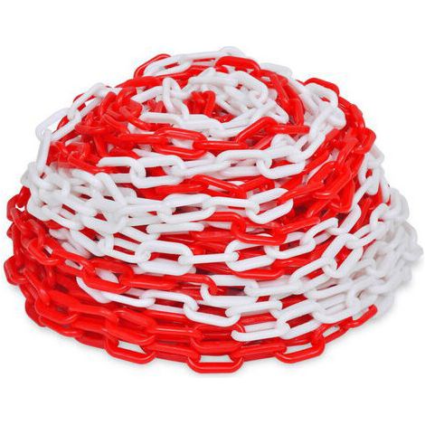 Catena di Sicurezza segnaletica Traffico 25 Mt. in Plastica Rosso e Bianco mm. 6