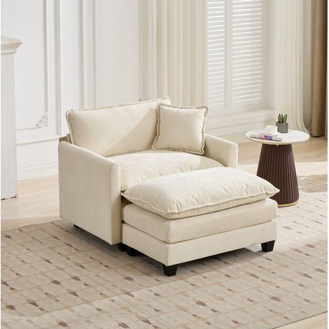 canape salon modulable ottoman chenille beige 5 pieces OKMYHOME (1/5)