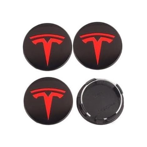 4-teilige Radnabenkappen für Tesla Model Y Juniper 2025 (2020–2024), Radnabenkappen aus ABS-Kunststoff, staubdicht, wasserdicht, rostfrei, dekoratives Zubehör, Schwarz/Rot – 57 mm (1/5)