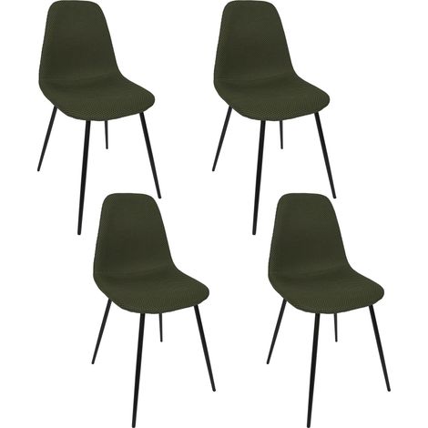 The Home Deco Factory – Lot de 4 chaises élégantes kaki – Tissu texturé – Pieds noirs modernes – Pour intérieur chic intemporel (1/5)