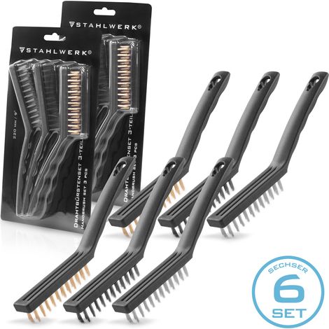 STAHLWERK Set di spazzole metalliche da 220 mm (9 pollici) Set di spazzole da 6 pezzi (1/5)