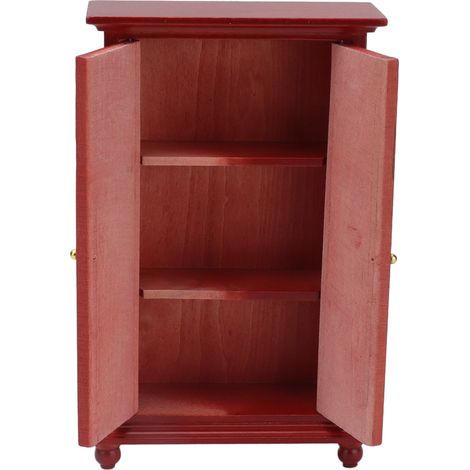 Armoire miniature en bouleau rouge pour maison de poupée à l'échelle 1:12, meubles miniatures en bois, décoration pour maison de poupée (1/5)