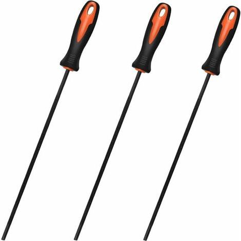 CHOYCLIT 3 pièces Lime tronconneuse,Lime Chaine tronconneuse,Robuste et Durable, avec poignée, Confortable à Tenir, 4,0 mm, 4,8 mm, 5,5 mm 3 Tailles, adapté au meulage à la tronçonneuse(A) (1/5)