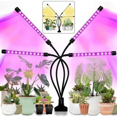 Lampe pour plantes d'intérieur, spectre complet et à intensité variable, 80 LED avec 4 bras, minuterie 3/9/12 heures, 3 réglages d'éclairage-AquaForge (1/5)