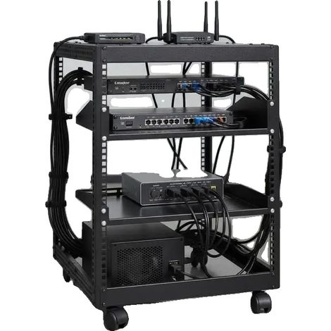 Server a telaio aperto, profondità regolabile, autoportante/a parete, nero (1/2)