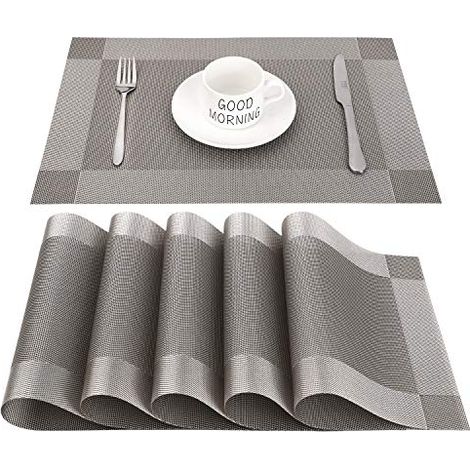 Sets de Table PVC Antidérapant Lavable Résiste à la Chaleur Rectangulaire Vinyle Set de Table pour Restaurant, Table à Manger en Cui (1/4)