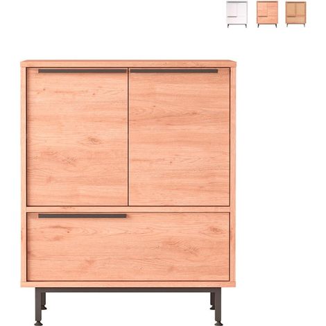Mehrzweckschrank Küchenschrank 3 Türen Holz 75x36x90cm Thaon - Natur