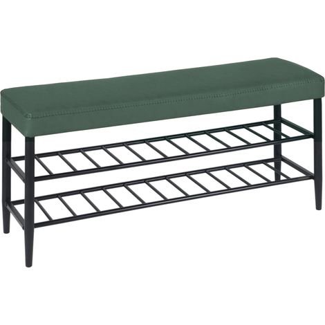 Banco zapatero elegante con 2 estantes práctico recibidor 100 x 30 x 50 cm de hierro negro 130017693 (1/5)