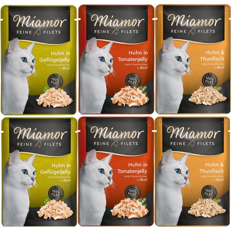 Miamor  Feine Filets in Gelee  100g Beutel - Mit Hähnchen mischen (6x100g)