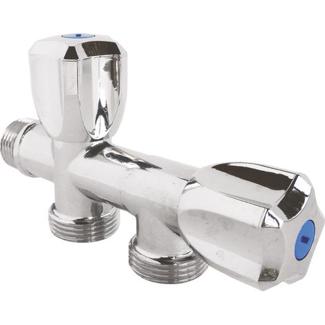 Robinet machine à laver double en ligne - mâle 3/4" (20/27) - Somatherm (1/5)