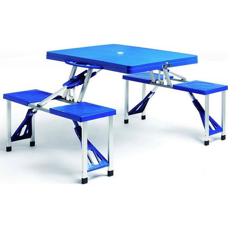 Tavolo Pieghevole con Sedie Integrate Deuba Alluminio Blu