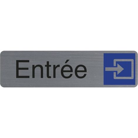 Plaque de signalisation - EXACOMPTA - Entrée - Aluminium brossé - Auto-adhésif - 165 x 44 mm (1/3)