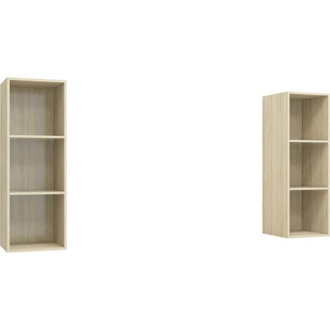 Mobili TV a parete mensola multimediale credenza TV sala da pranzo soggiorno camera da letto 2 pezzi rovere Sonoma legno ingegnerizzato marrone 020029004