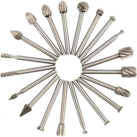 Jeu de 20 embouts de routeur de fichiers rotatifs, petite lime rotative pour le travail du bois, embout de meulage incisif en acier rapide de 3 mm pour la gravure (1/5)