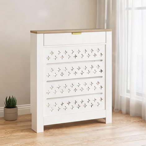 Cache-radiateur blanc en panneau de particules 78 x 19 x 95,5 cm (1/5)