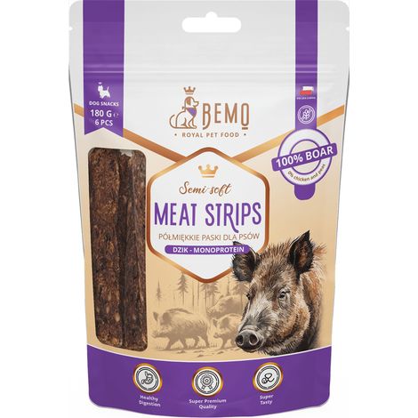 Tiras de carne de jabalí - premios hipoalergénicos y semiblandos para perros con carne de jabalí 180 g