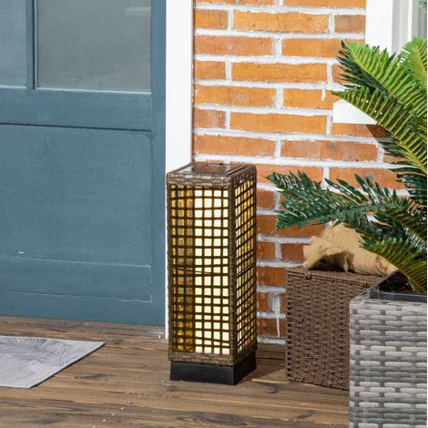 Solar-Außenleuchte 15,5 x 15,5 x 46 cm aus Kunststoff-Rattan, Sand, LED IP44 (1/5)