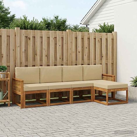 vidaXL Outdoor-Sofagarnitur 5 pcs Natur und Beige Polyester (1/5)
