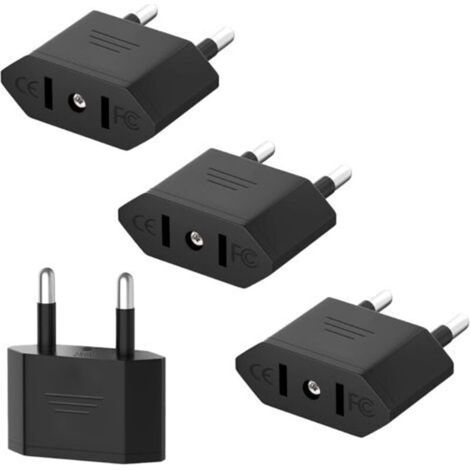 Sollbry – Adaptateur de voyage USA vers Europe – Lot de 4 – Prise 2 broches plates vers 2 broches rondes – Compact et léger pour déplacements professionnels