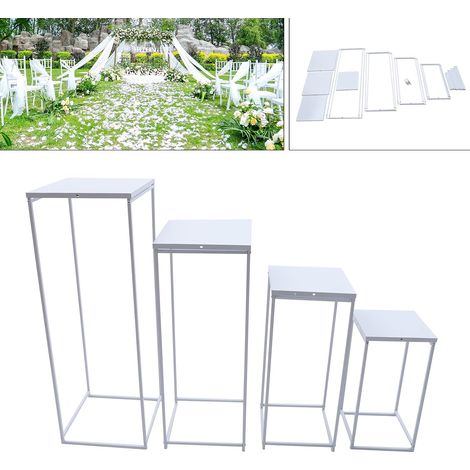 Support de fleurs amovible, support de fleurs pour mariage, colonne en vases géométriques pour décoration de mariage, fête, (40 cm, 60 cm, 80 cm, 100 cm), blanc (1/5)