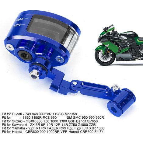 Universeller blauer Bremsflüssigkeitsbehälter für die Vorderachse von Kawasaki- und Suzuki-Motorrädern (1/5)