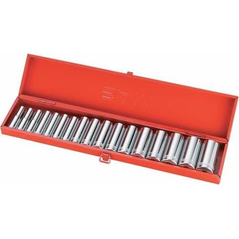 SAM OUTILLAGE - Coffret 17 Douilles Longues 1/2'' 12 Pans