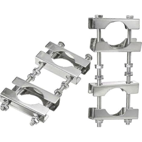 Kit de fixation double pour mât d'antenne, bloc à mâchoires en V, support de montage pour mât d'antenne TV CB/radioamateur. (1/5)