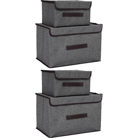 Set mit 4 Aufbewahrungsboxen aus Vliesstoff, staubdicht, faltbar, zwei große und zwei kleine, geeignet für den Heimgebrauch, grau (1/5)