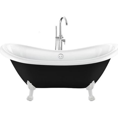 Baignoire ancienne sur pieds DARLINGTON Noire 175 cm Pieds de Lion Blancs