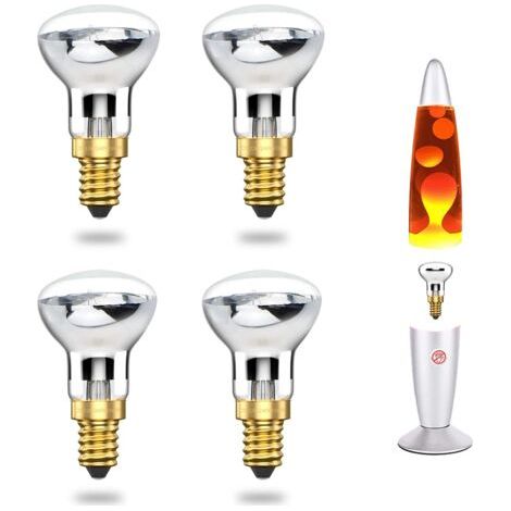 NALOOKAMIC Ampoule à incandescence E14 R39 25W – Blanc chaud 2400-2600K – Angle d'éclairage 360° – Lot de 4 ampoules A++ (1/5)