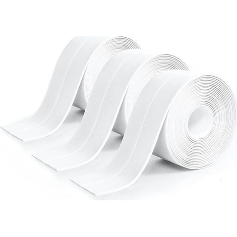 3 Stück weißes Küchenklebeband, Dichtungsband, auslaufsicher, geeignet für Badezimmer und Toiletten (320 x 3,8 cm) (1/5)