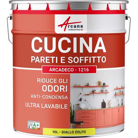 Pittura cucina lavabile, parete e soffitto: ARCADECO - 1216 - 10 L Giallo zolfo - RAL 1016 - ARCANE INDUSTRIES (1/5)