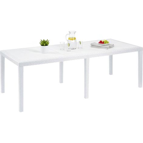 Tavolo da Esterno Abbaviva, 10 Posti, Meccanismo Estensione Allunga Centrale Made in Italy, 90x150x72h cm Bianco