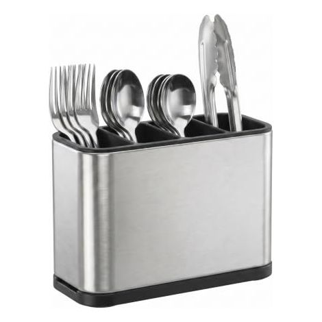 Range Couvert, Rangement Couvert Cuisine en Acier Inoxydable Robuste avec Trou D'évacuation, Range Couverts Antidérapant, Egouttoir (1/4)