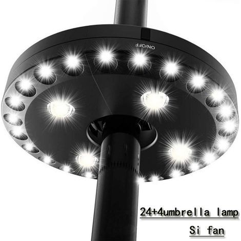 Umbrella Light for Outdoor Use – 100 lm, Rear Mounting with Hook, Compatible with Ø 2.5–4.5 cm, Black (1/4)