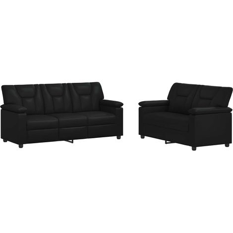 Juego de Sofá 2 pcs Negro Cuero sintético vidaXL