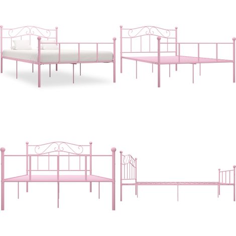 Cadre de lit sans matelas rose métal 120x200 cm - Cadre De Lit - Lit Double - Lit Metal - Lit Rose - Literie - Home & Living (1/5)