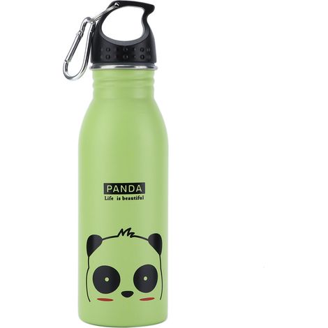 Gourde Isotherme Enfants K601 Panda Vert - Bouteille Sport Acier Inoxydable Vacuum (1/5)