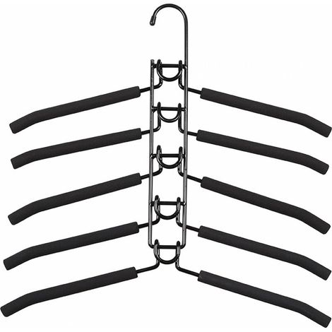 5 in 1 non-slip hangers, space-saving multi-layer clothes hanger for pants, jeans