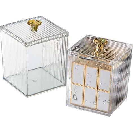 2 Pièces Distributeur Coton Tige, Rangement Coton, Boite Coton Tige, Bathroom Organizer, Boite Maquillage Rangement Salle de Bain pour Toilettes, Salle de Bain, Chambre à Coucher (1/5)