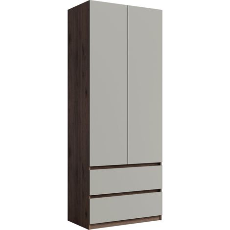 Armadio NUBIA 90 cm noce e grigio – 2 ante battenti con 2 cassetti