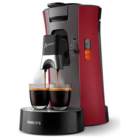 Philips Senseo Select CSA240/90 - Macchina per cialde da caffè, con funzione memo in plastica riciclata, colore: Rosso (1/4)