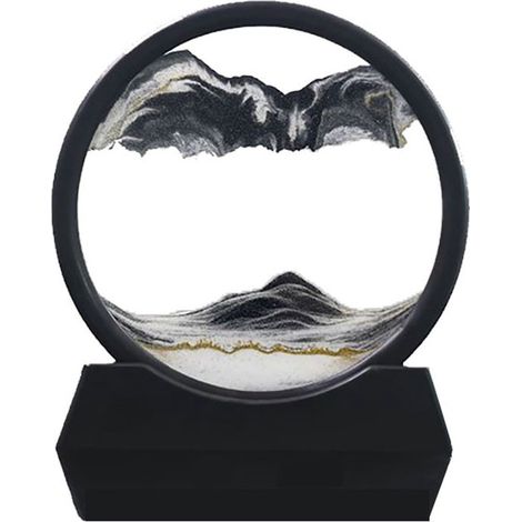 Tableau de sable mouvant 19,5 x 18 cm, décoration artistique avec effet sablier, œuvre moderne pour bureau et table, noir